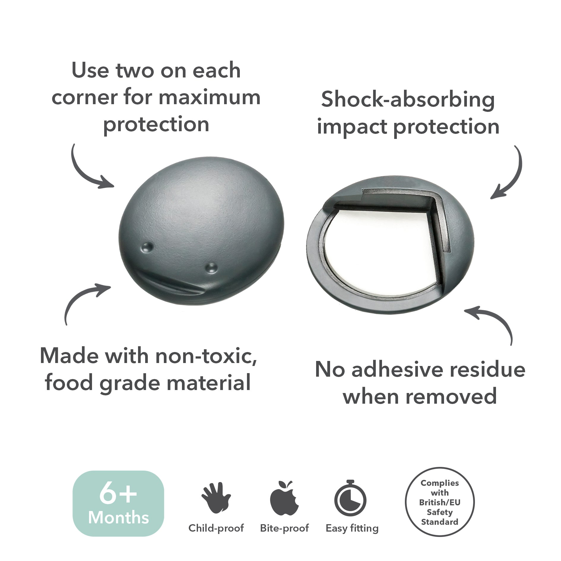 Fred Safety Adhesive Corner Protector (x8) - Dark Grey - Cheeky Rascals UK