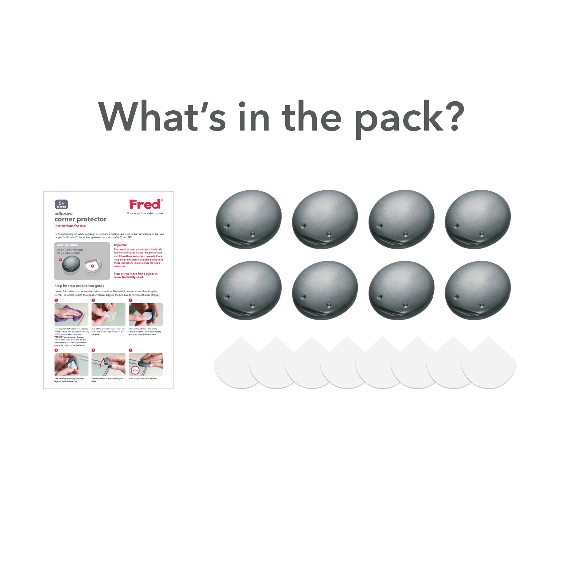 Fred Safety Adhesive Corner Protector (x8) - Dark Grey - Cheeky Rascals UK