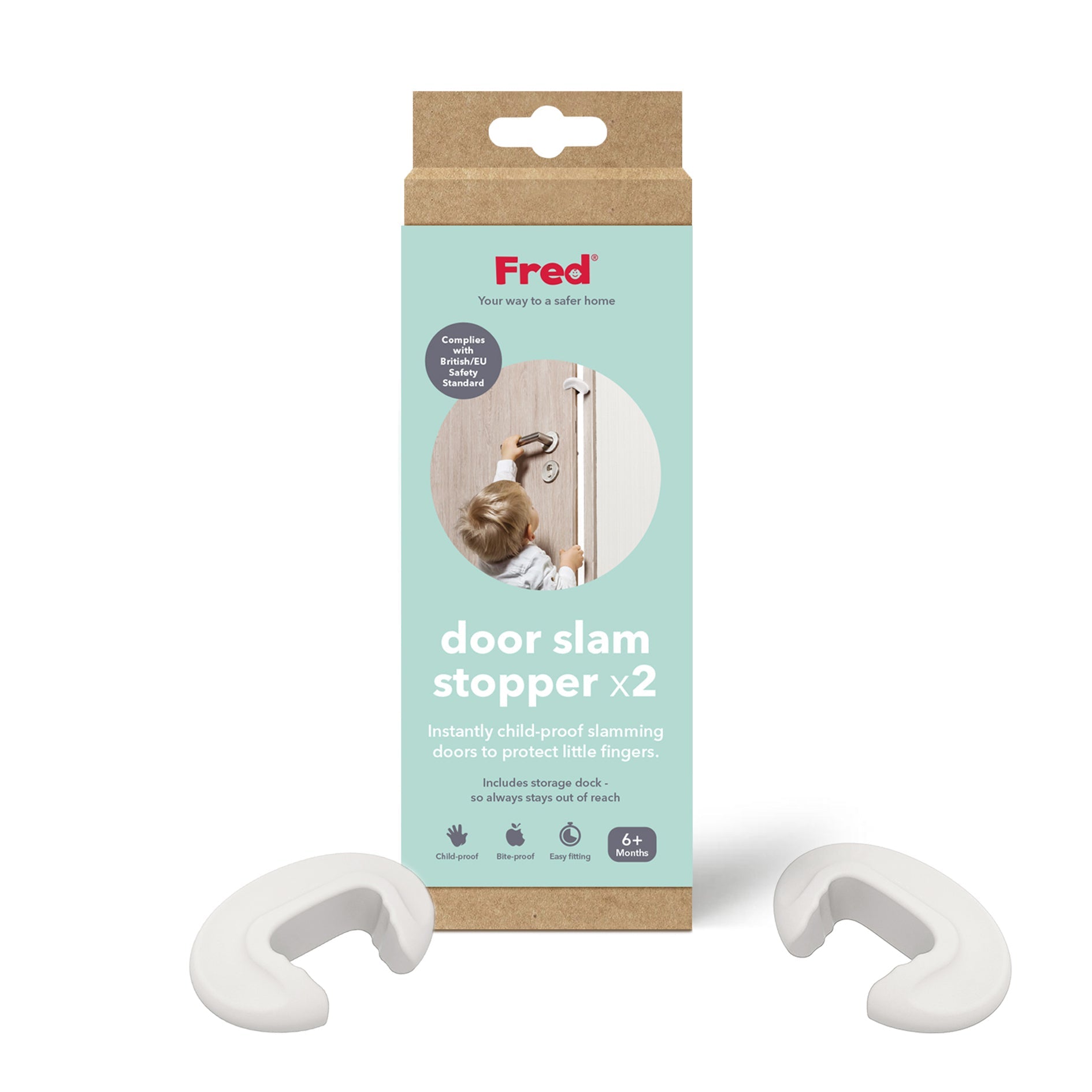 Fred Safety Door Slam Stopper (x2) - Pure White - Cheeky Rascals UK