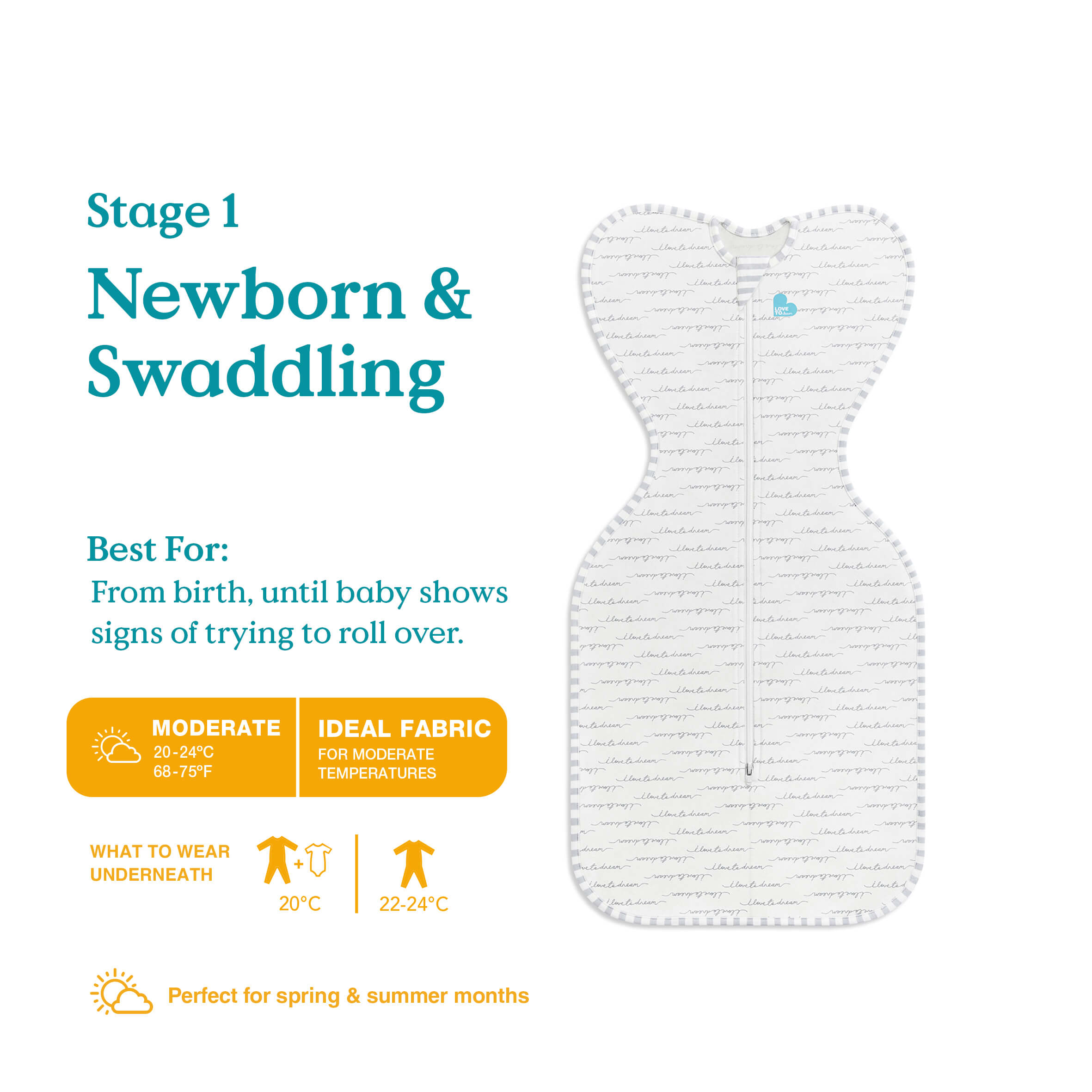 Love To Dream Stage 1 Swaddle Up™ Designer Original - Dreamer - Cheeky Rascals UK