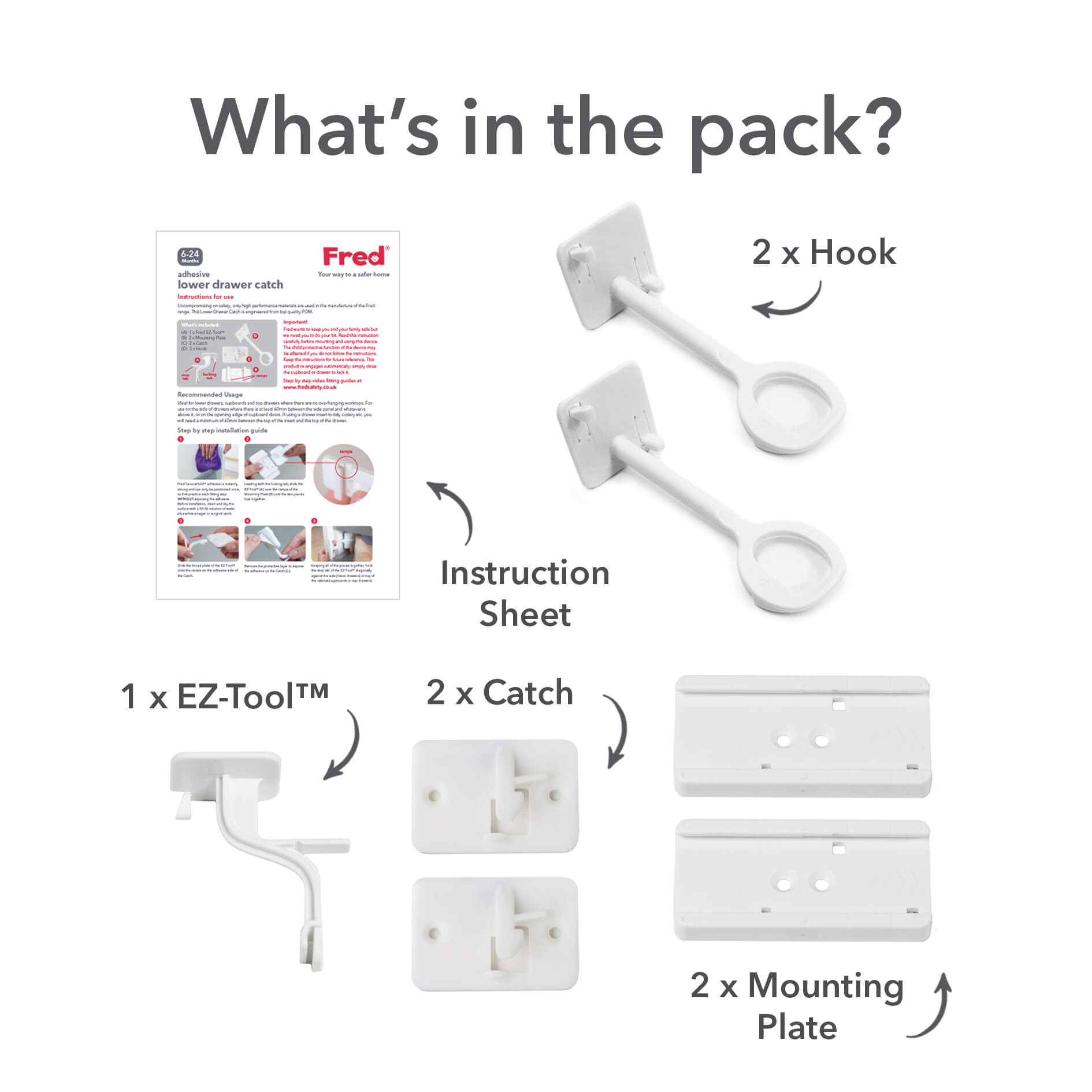 Fred Safety Lower Drawer Catch (x2) - Cheeky Rascals UK