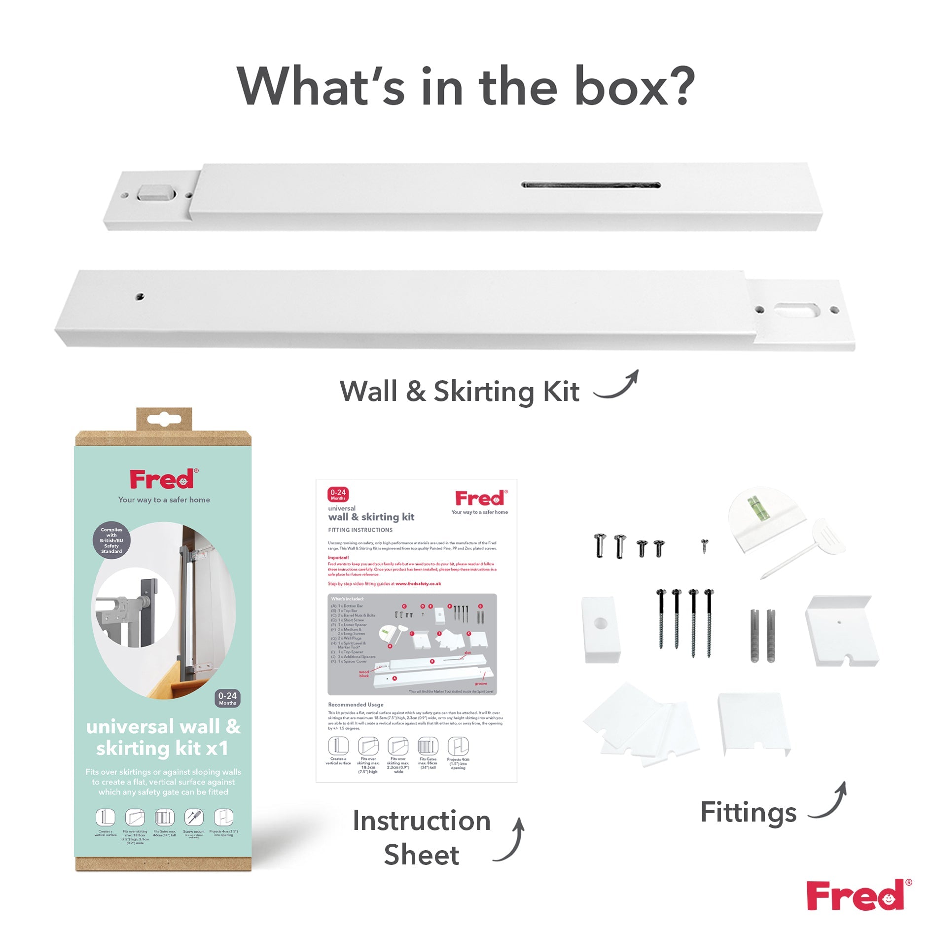 Fred Safety Universal Wall & Skirting Kit - Pure White - Cheeky Rascals UK