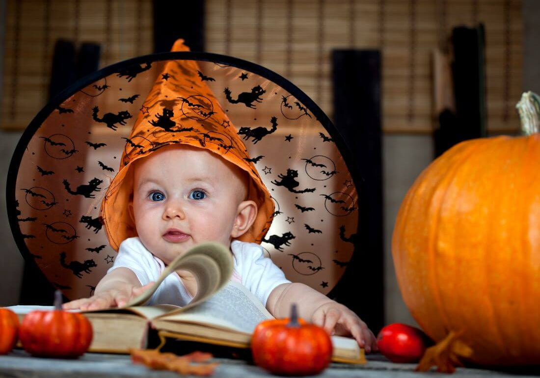 Baby with witch hat