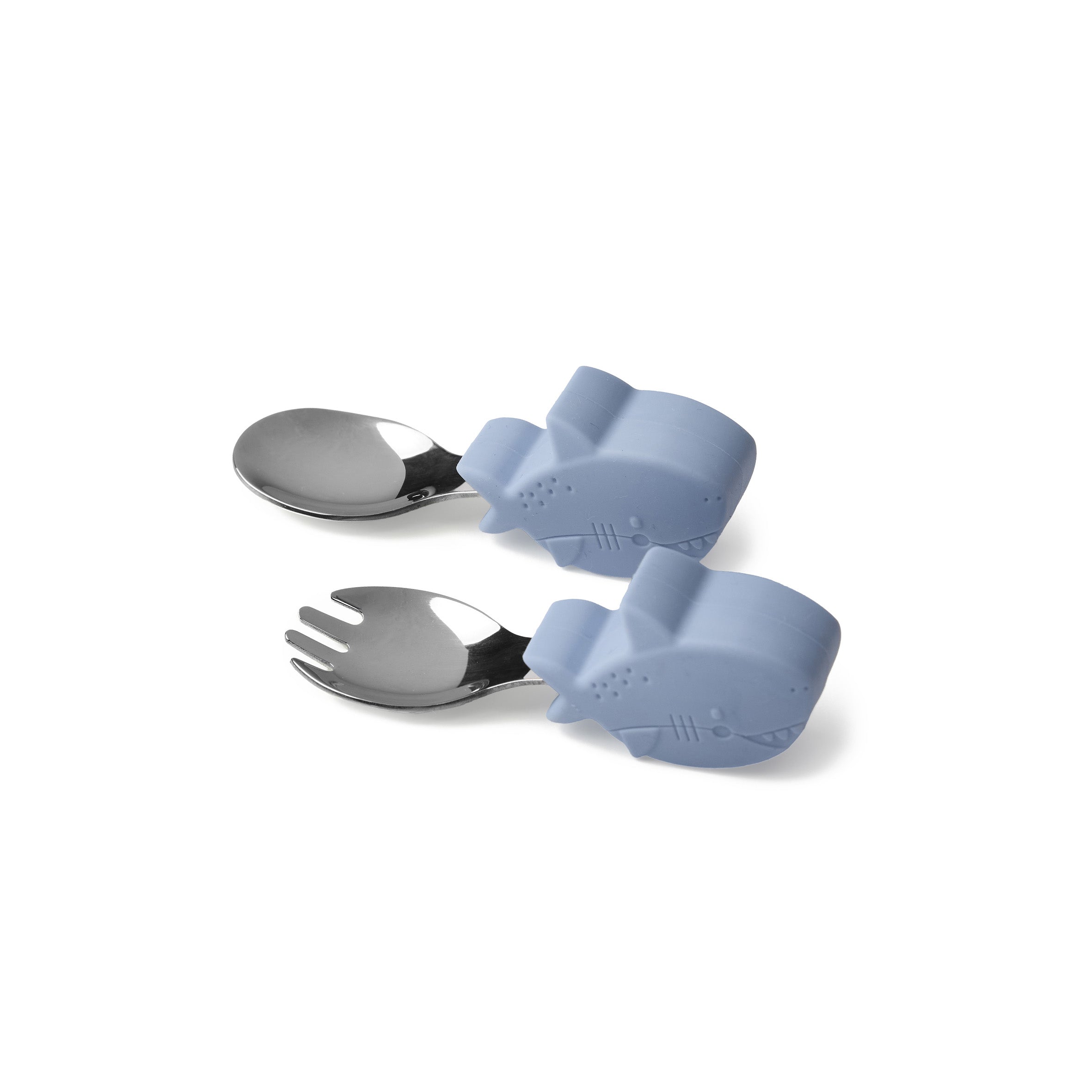Sarah Shark Learning Utensils on a white background