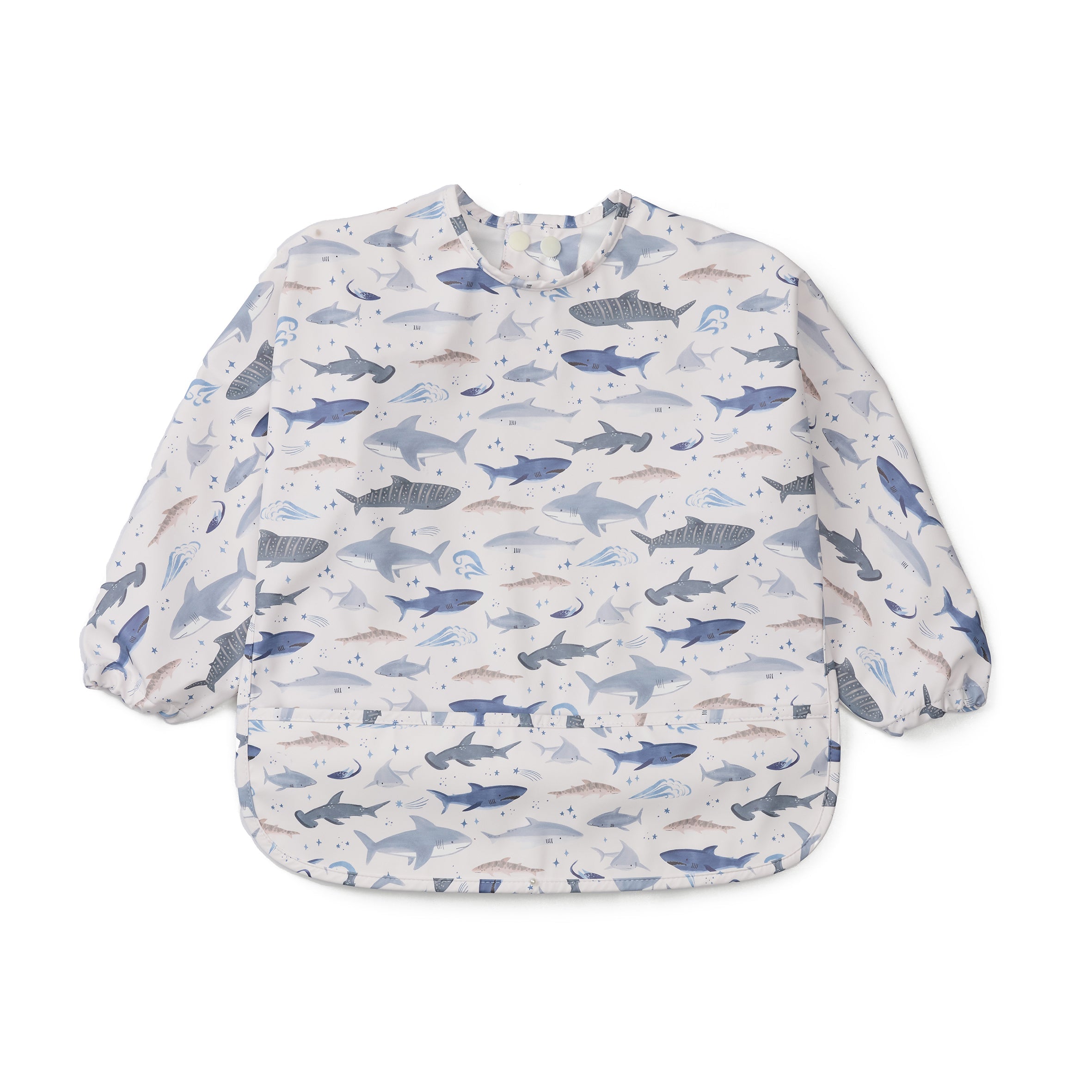 Smiley sharks Long Sleeve Bib on a white background