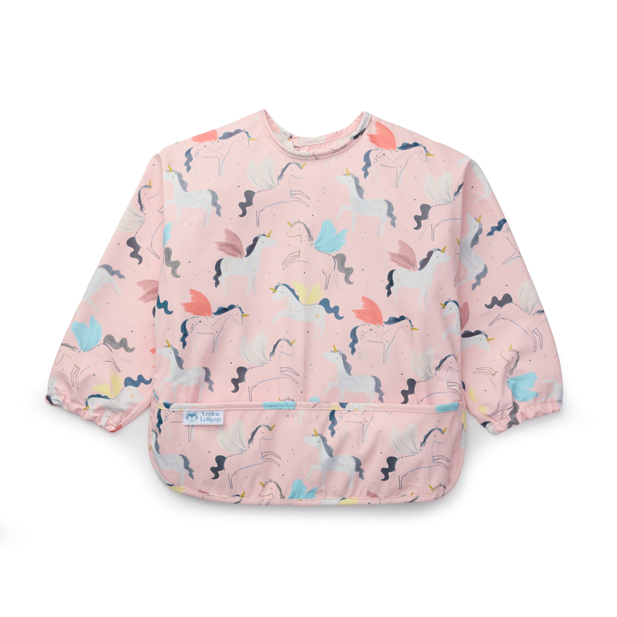 Unicorn Ballet Long Sleeve Bib on a white background