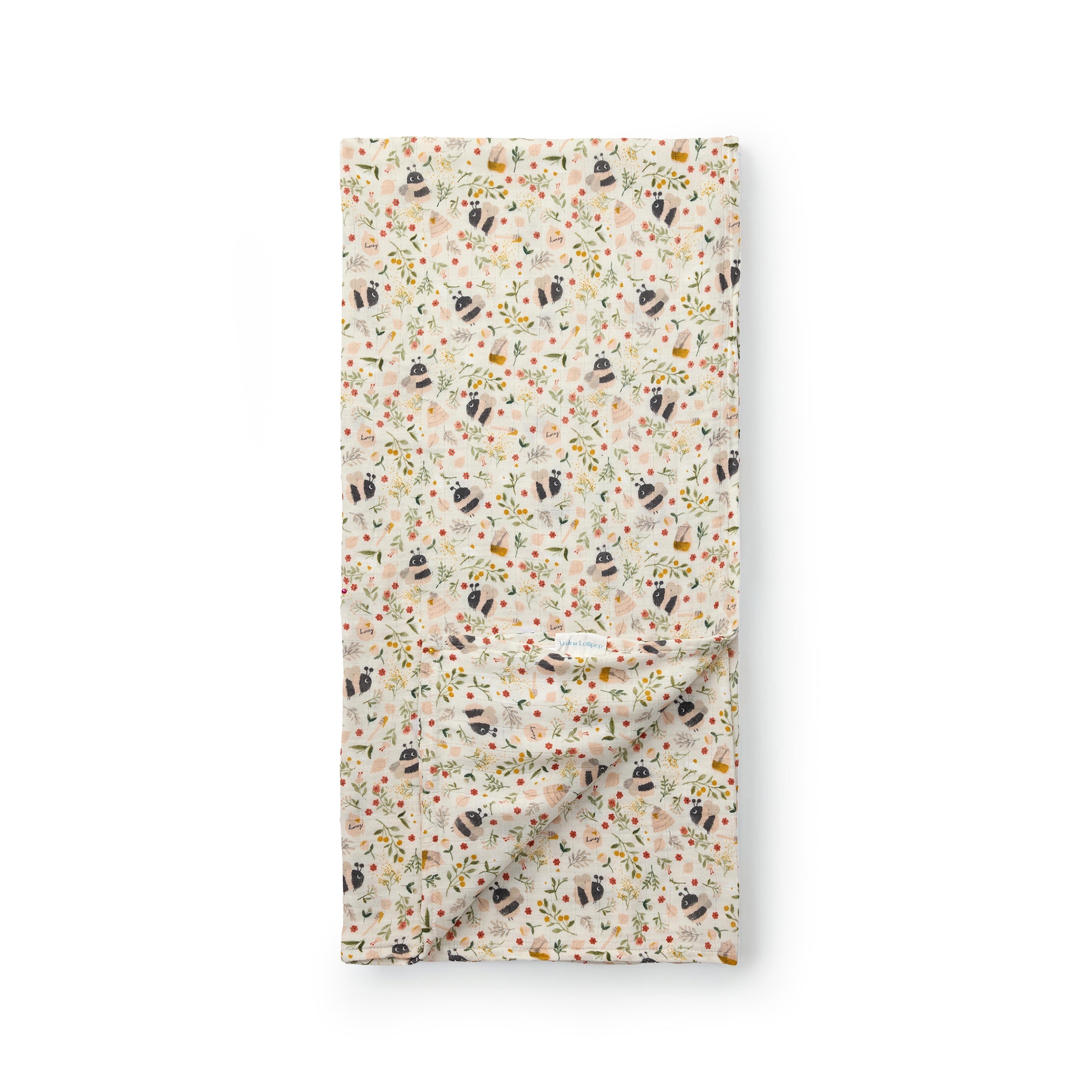 Bumble Bees Muslin Swaddle on a white background 