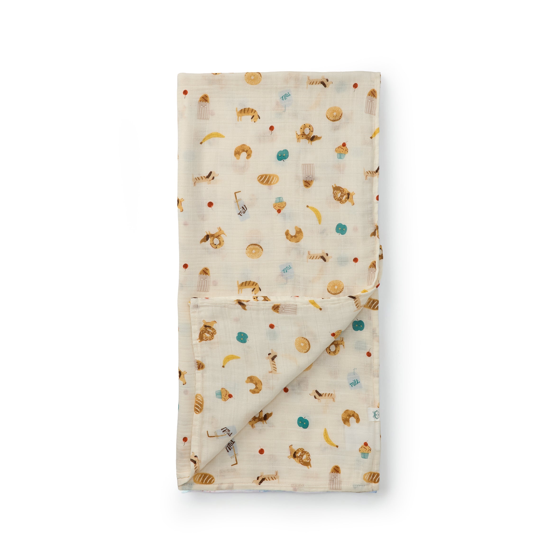 Folded French Breakfast Muslin Swaddle on a white background