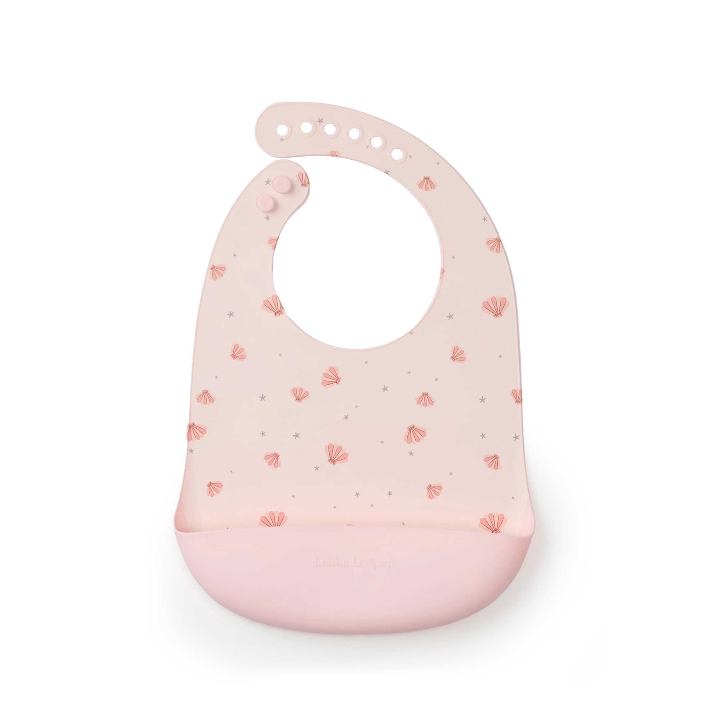 Sea Shells Silicone bib on a white background