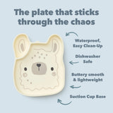 Lane Llama snack plate on a light blue background