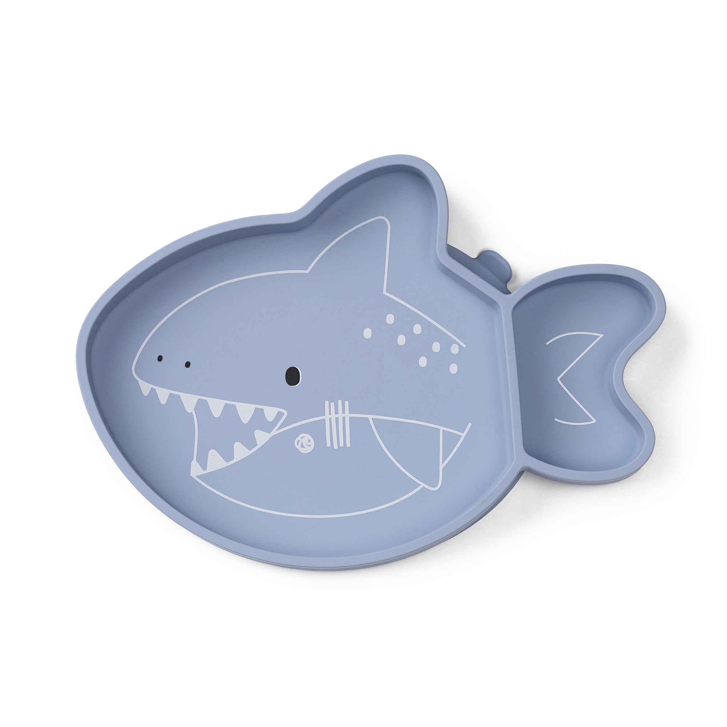 Sarah Shark Snack Plate with a white background