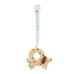 Pretzel Dog teething clip on a white background