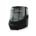 The Baby Brezza Bottle Washer Pro® - All Black, with a transparent front door, showcases baby bottles and accessories inside. Its digital display and control buttons offer easy operation.