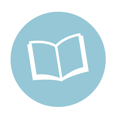 White book on a blue circle