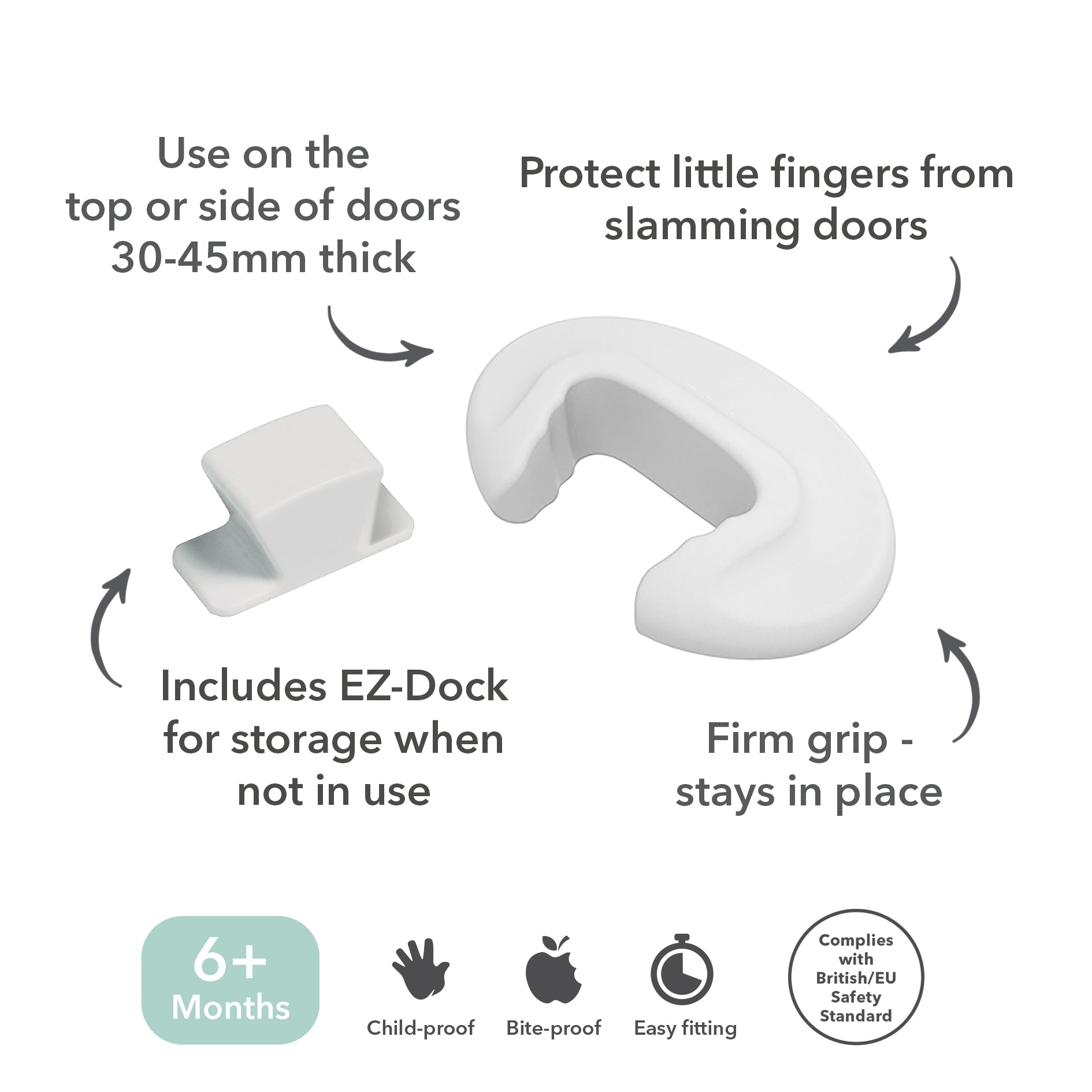 Fred Safety Door Slam Stopper (x2) - Pure White - Cheeky Rascals UK