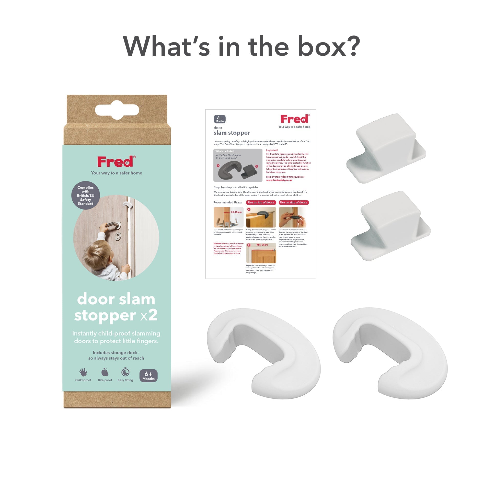 Fred Safety Door Slam Stopper (x2) - Pure White - Cheeky Rascals UK
