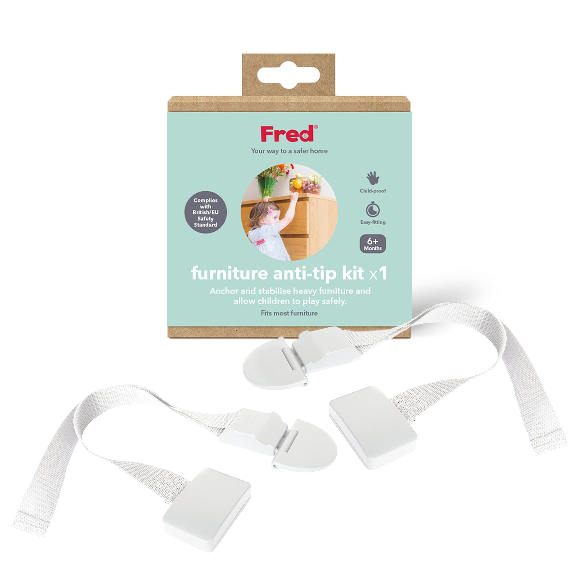 Fred Safety Furniture Anti-Tip Kit (x1) - Pure White - Cheeky Rascals UK