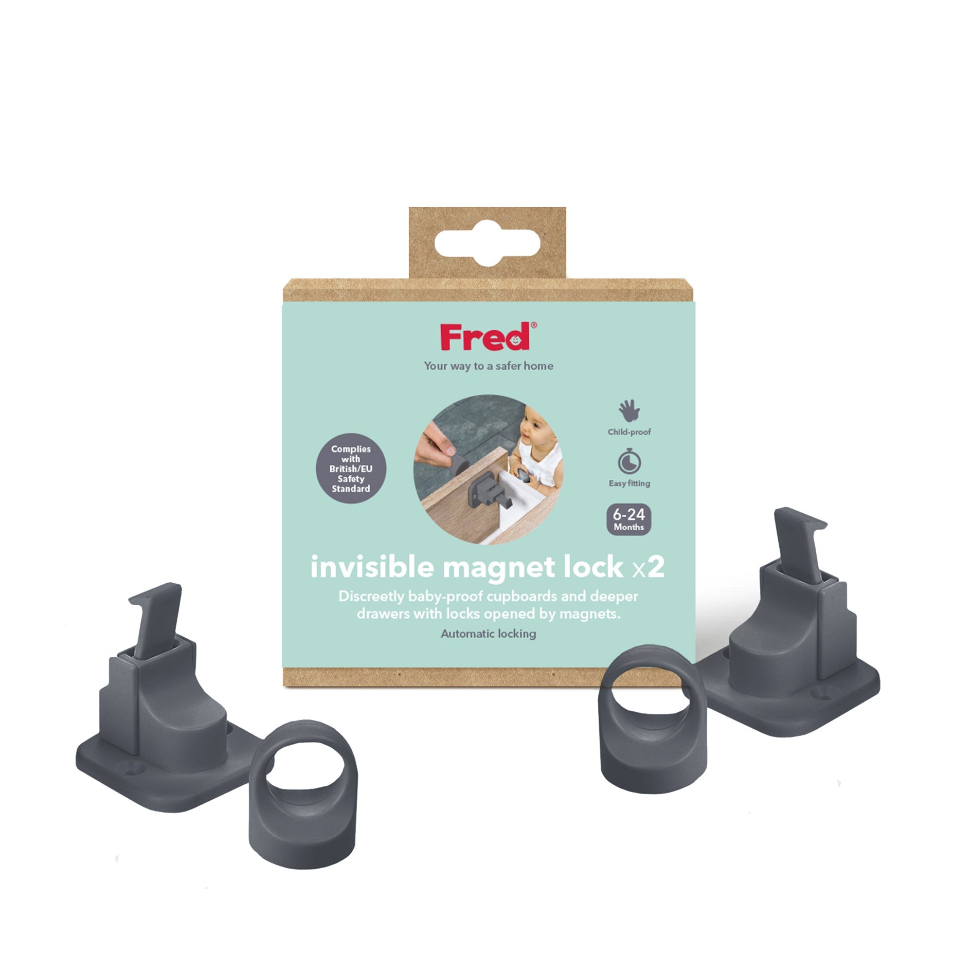 Fred Safety Invisible Magnet Lock (x2) - Dark Grey – Cheeky Rascals UK