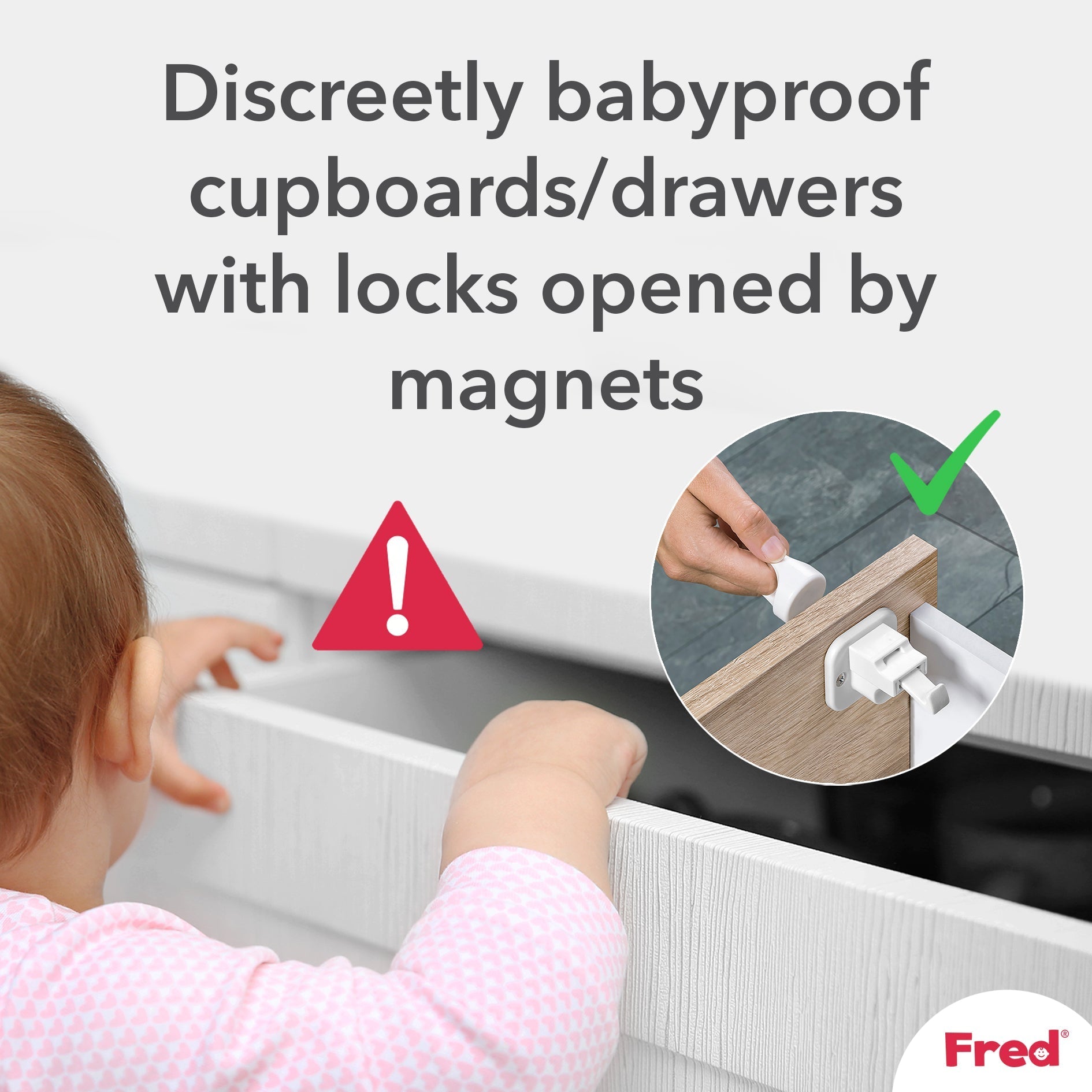 Fred Safety Invisible Magnet Lock (x2) - Pure White - Cheeky Rascals UK