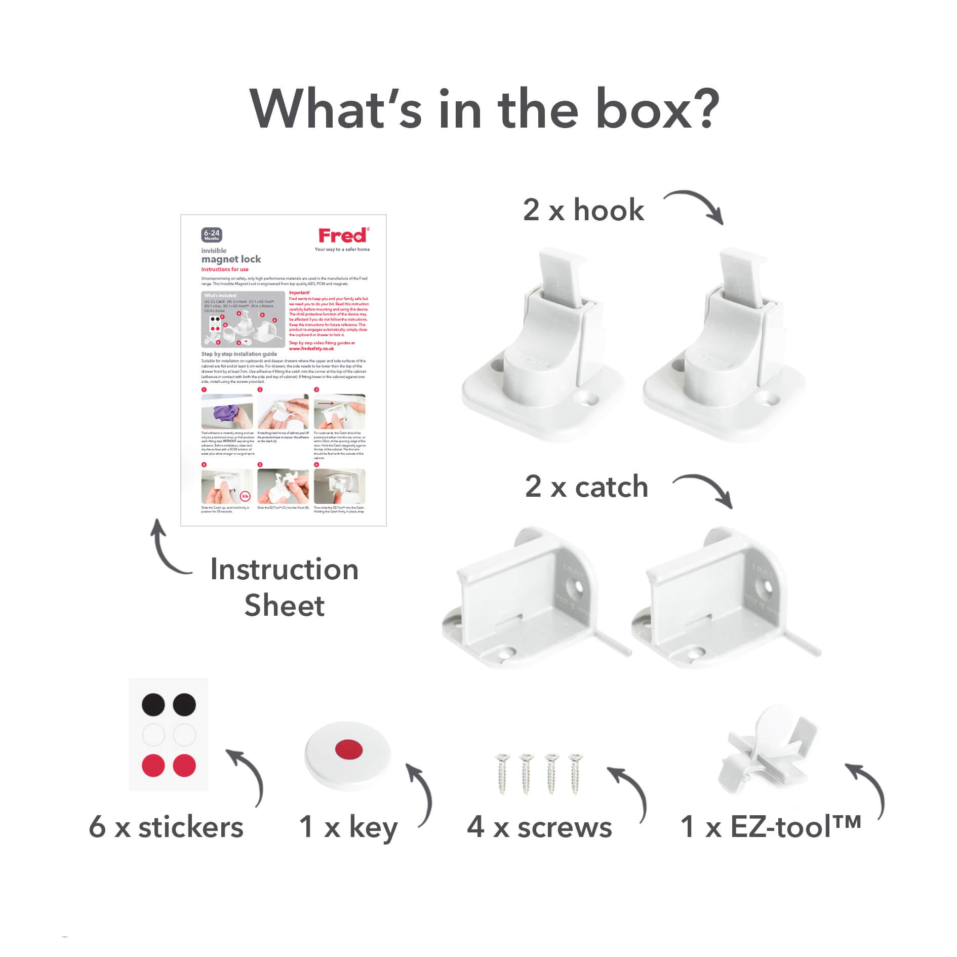 Fred Safety Invisible Magnet Lock (x2) - Pure White - Cheeky Rascals UK
