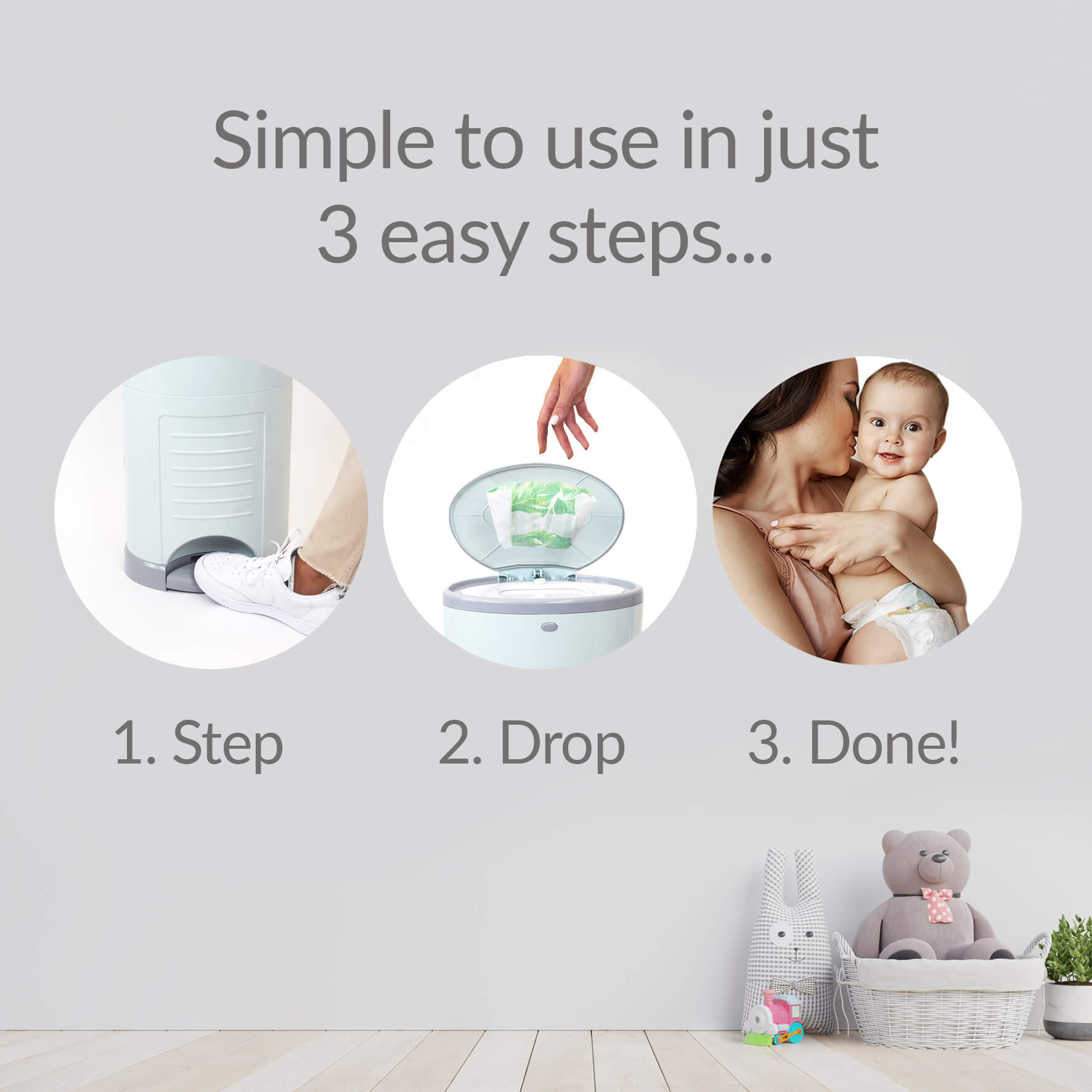 Korbell Nappy Bin - Pure White – Cheeky Rascals UK