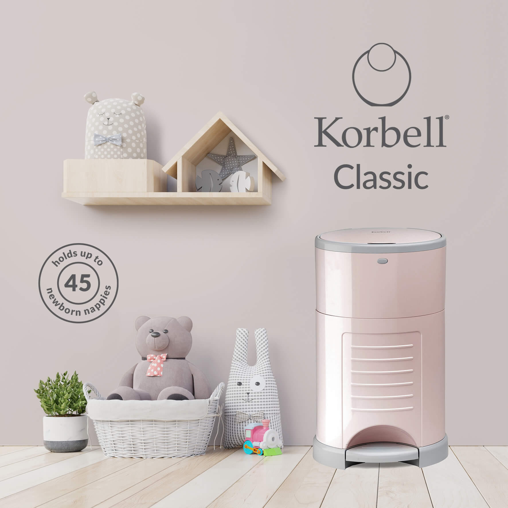 Korbell Classic Nappy Bin - Soft Pink – Cheeky Rascals UK
