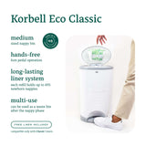 Korbell Classic 16L Eco-Bin Nappy Bin Bundle - Pure White