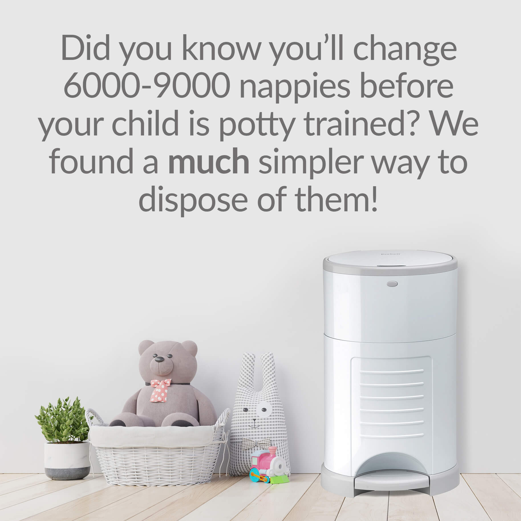 Korbell Classic 16L Nappy Bin Bundle (with Free Liner) - Soft Pink - Cheeky Rascals UK