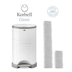 Korbell Classic 16L Nappy Bin Bundle (with Free Liner) - Pure White - Cheeky Rascals UK