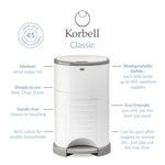 Korbell Classic 16L Nappy Bin Bundle (with Free Liner) - Pure White - Cheeky Rascals UK