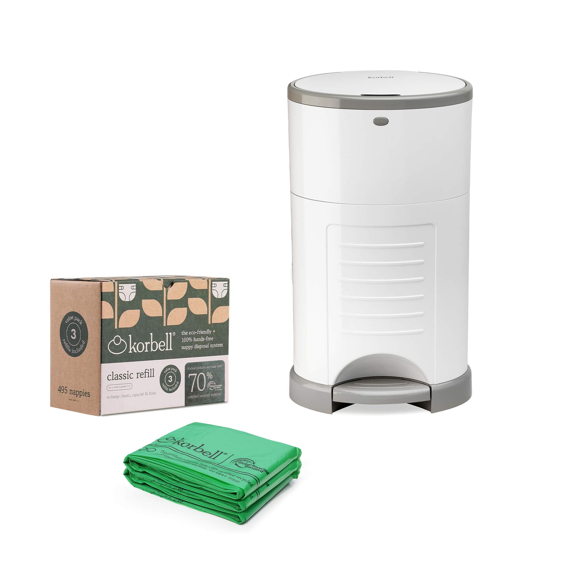 Classic Eco Bin Nappy Bin Bundle Pure