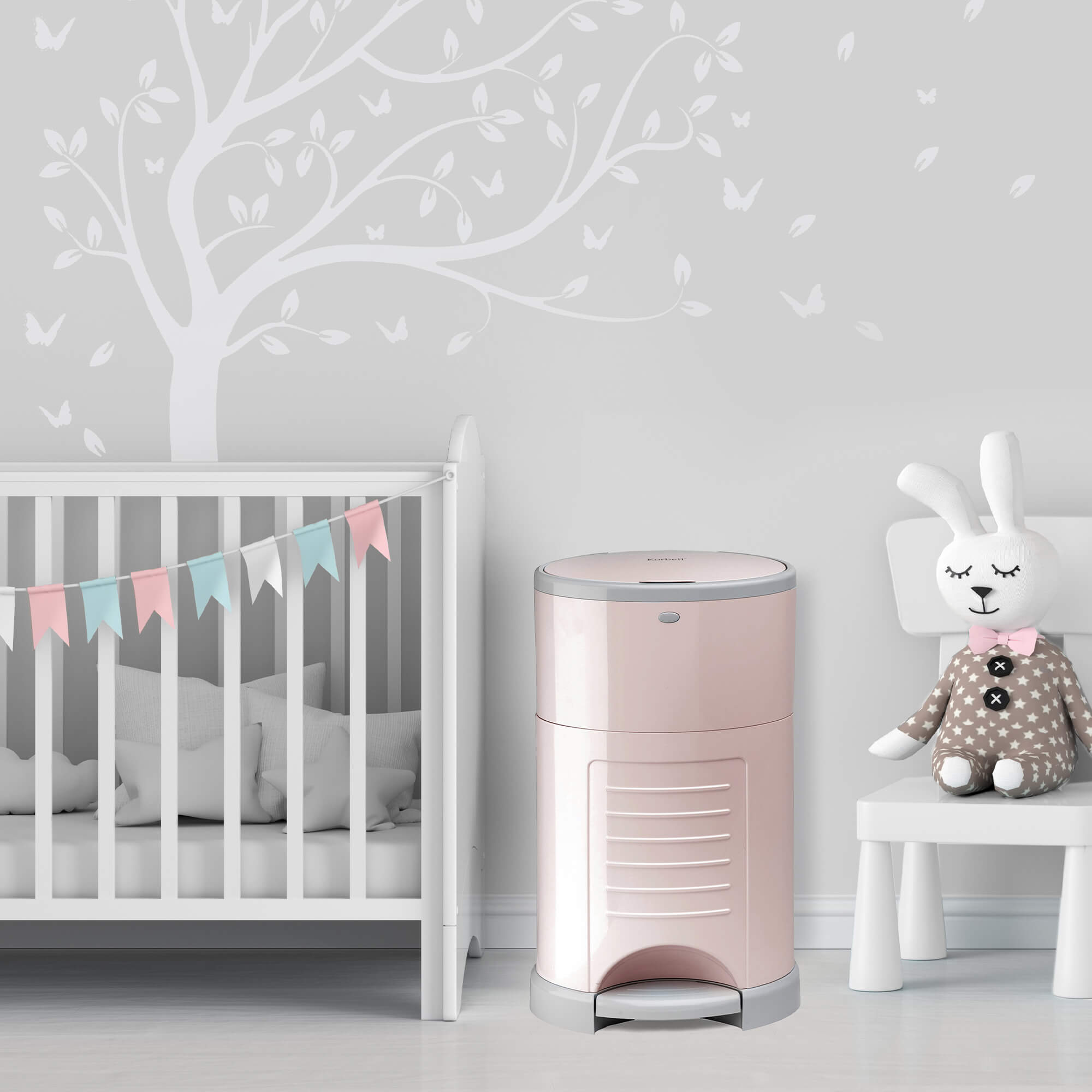 Korbell Classic 16L Nappy Bin Bundle (with Free Liner) - Soft Pink - Cheeky Rascals UK