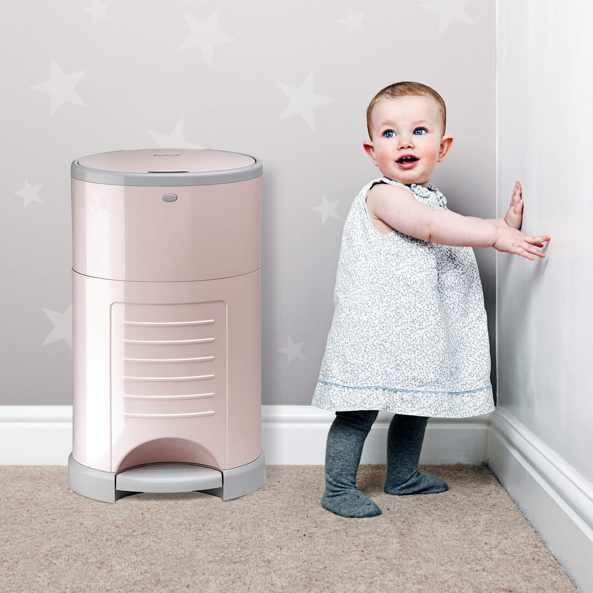 Korbell Classic 16L Nappy Bin Bundle (with Free Liner) - Soft Pink - Cheeky Rascals UK
