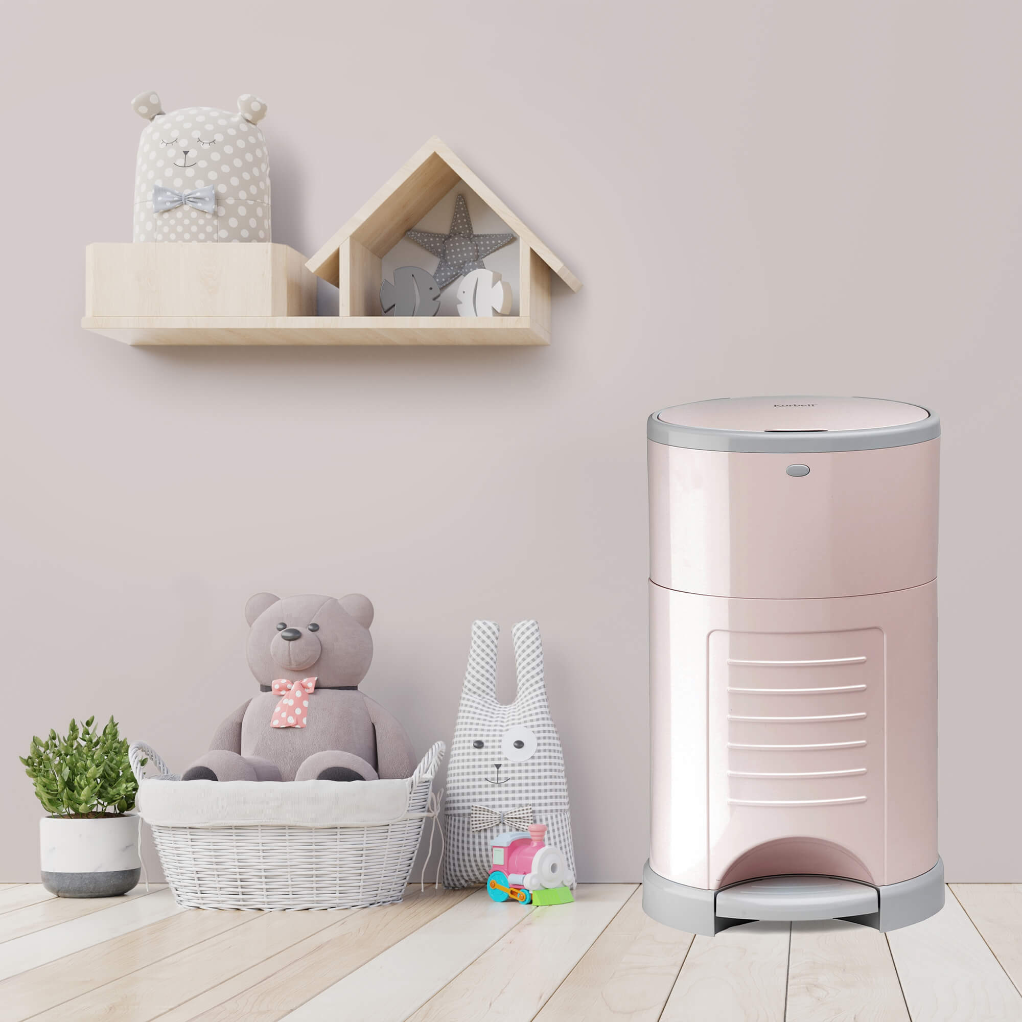Korbell Classic 16L Nappy Bin Bundle (with Free Liner) - Soft Pink - Cheeky Rascals UK