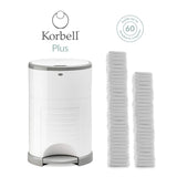 Korbell Plus 26L Nappy Bin Bundle (with Free Liner) - Pure White - Cheeky Rascals UK