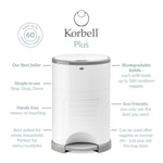 Korbell Plus 26L Nappy Bin Bundle (with Free Liner) - Pure White - Cheeky Rascals UK