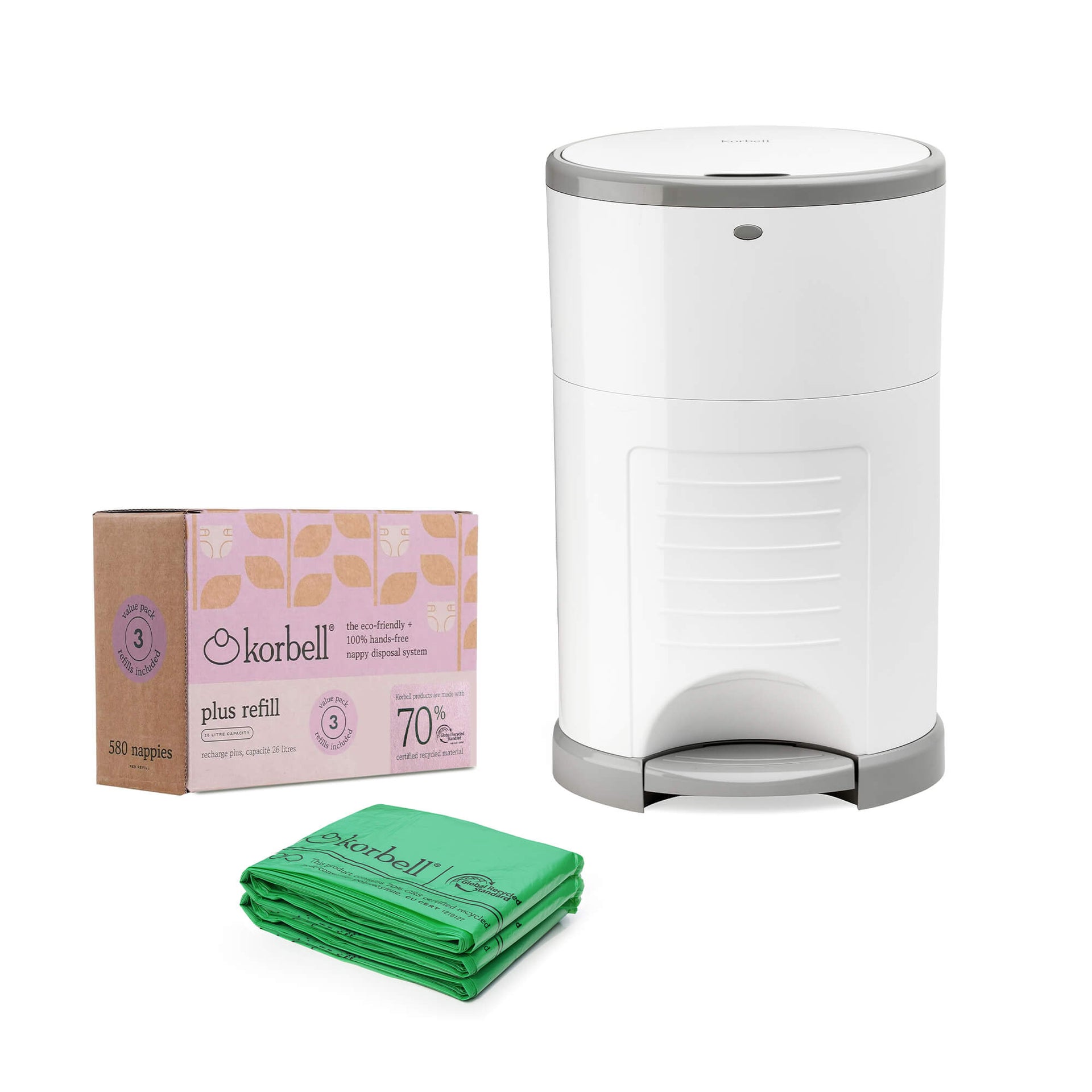 Plus Eco Bin Nappy Bin Bundle Pure