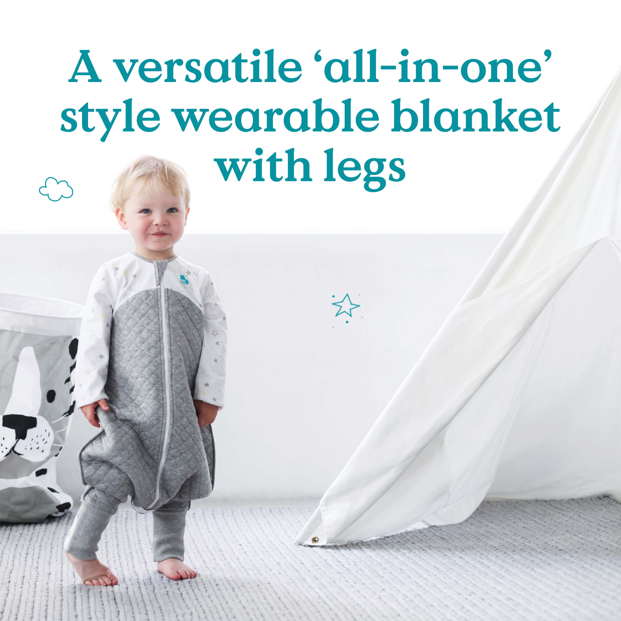 Love To Dream Sleep Suit for All Seasons - White Organic Cotton - Cheeky Rascals UK