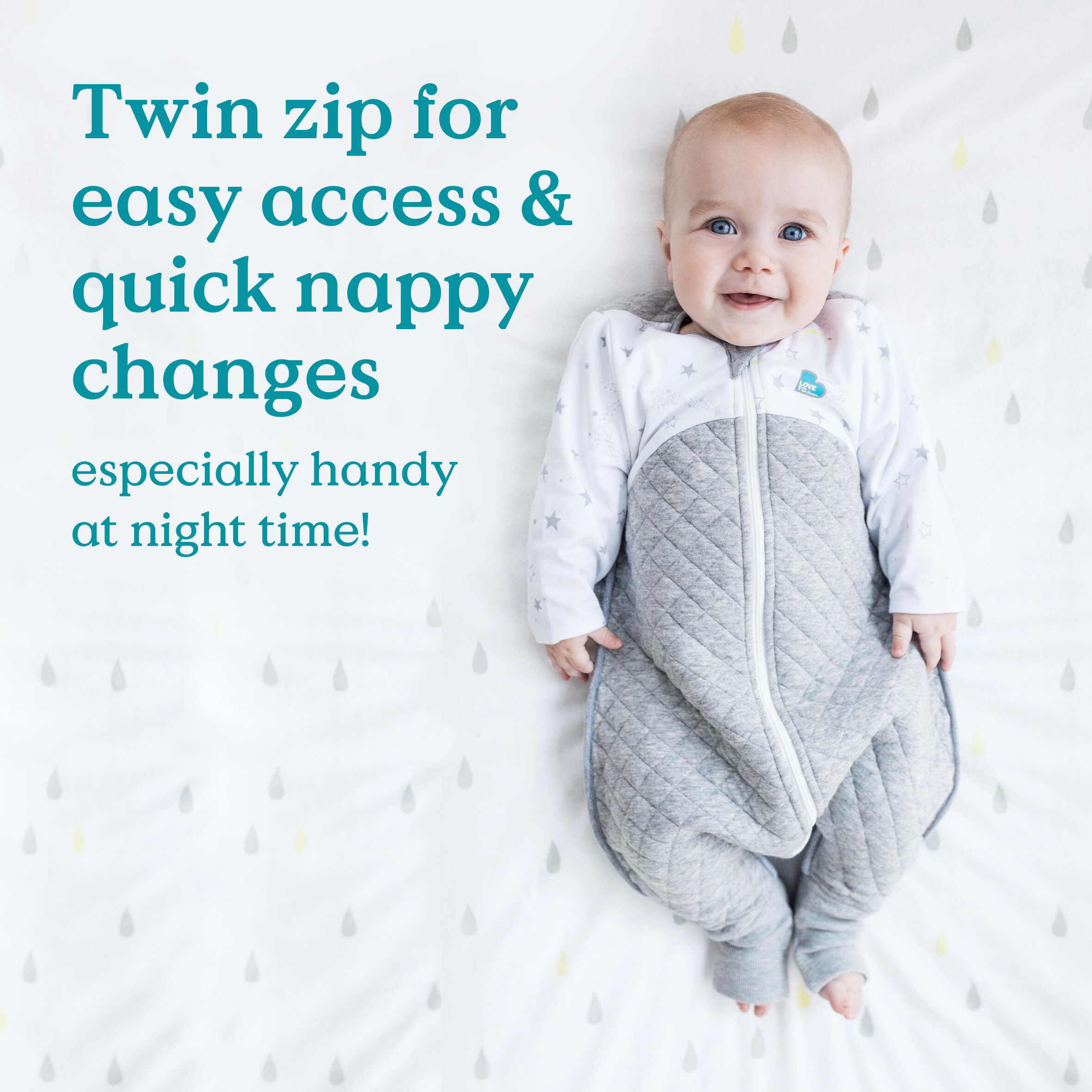Love To Dream Sleep Suit for All Seasons - White Organic Cotton - Cheeky Rascals UK