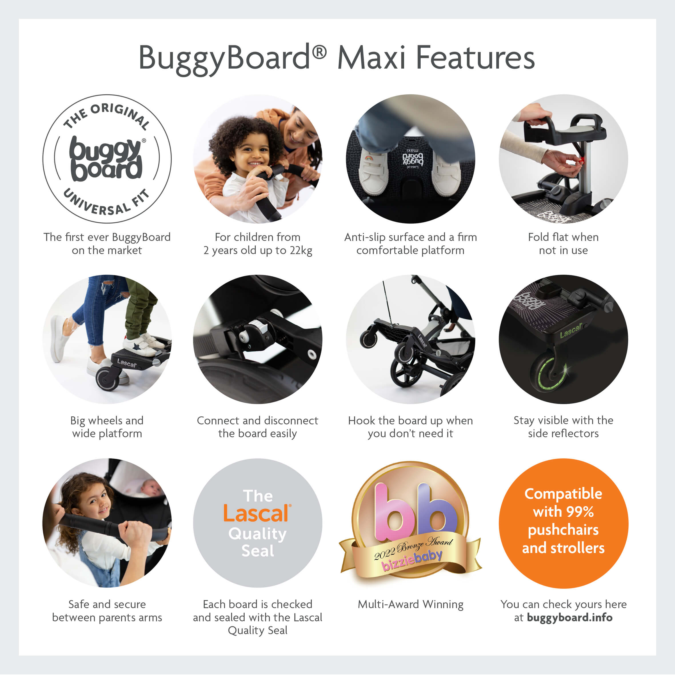 Lascal Board Lascal BuggyBoard® Maxi + Extra Set of Connectors - Black – Cheeky ...