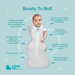 Love To Dream Stage 2 Swaddle Up™ Transition Bag Cotton Original - Grey Stripe - Cheeky Rascals UK