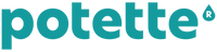 The word potette is written in bold teal lowercase letters, with a registered trademark symbol inside a water droplet shape above the final e.