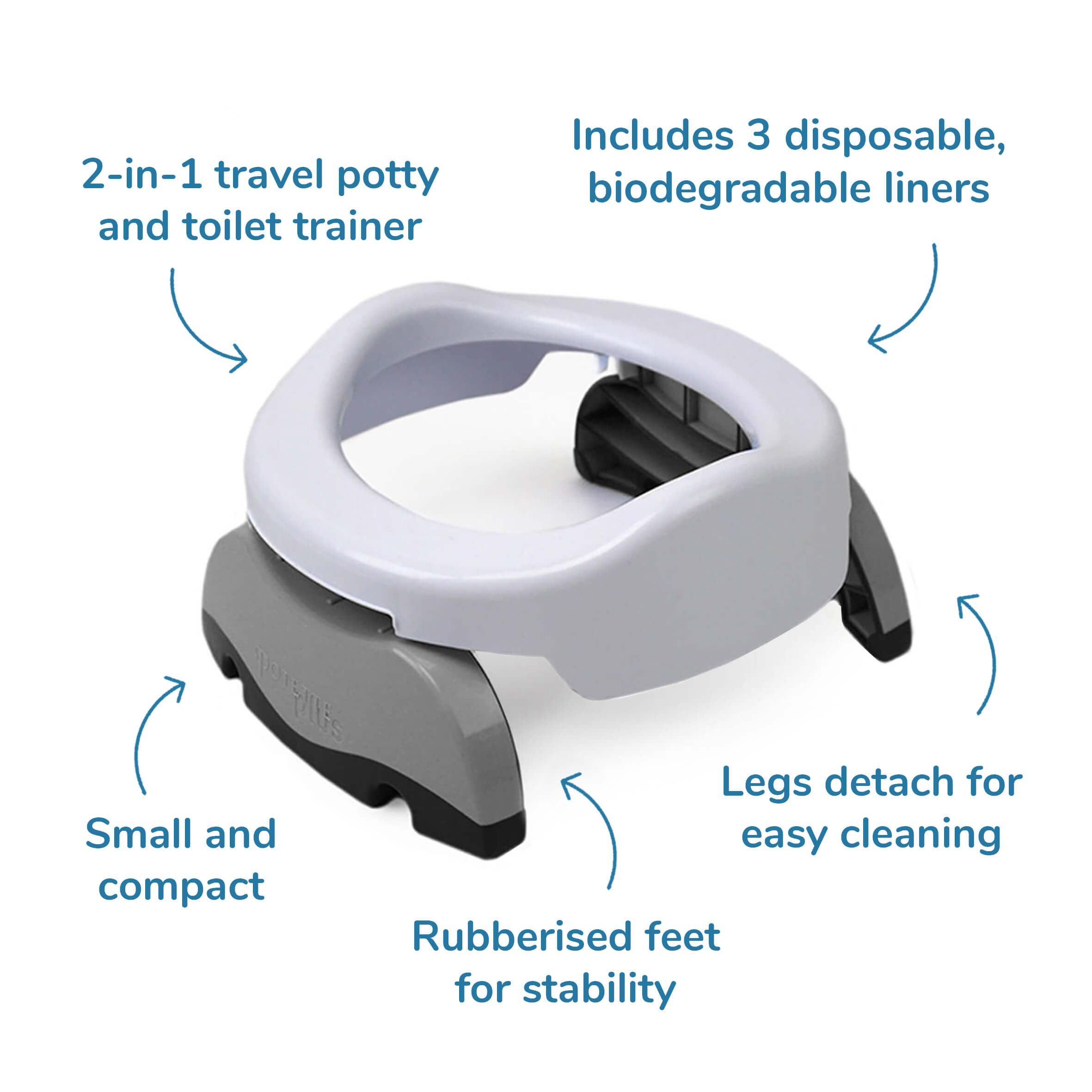 Potette® Plus 2-in-1 Value Bundle (inc Reusable Liner) - White & Grey - Cheeky Rascals UK