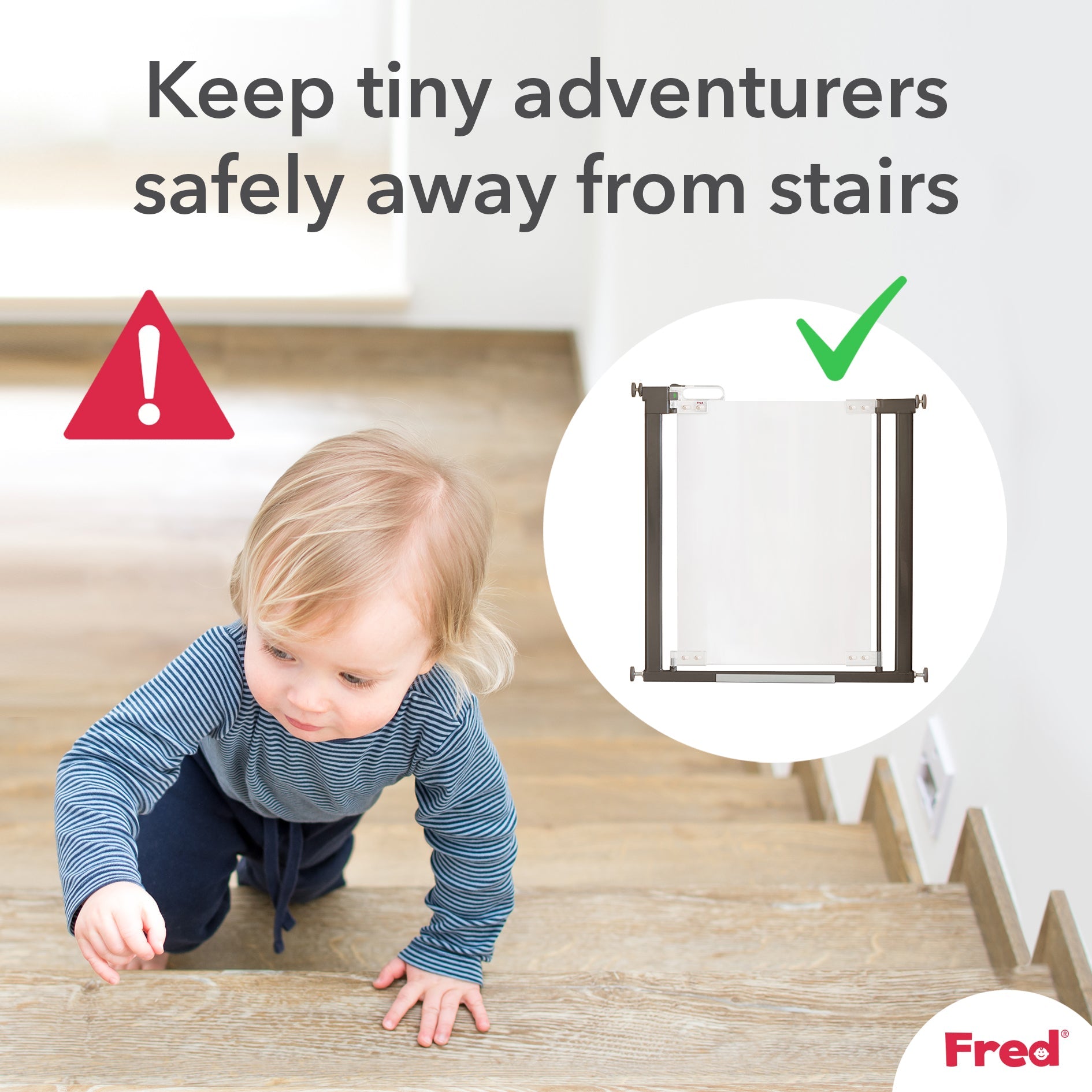 Fred Safety Pressure Fit Clear-View Stairgate - Cheeky Rascals UK